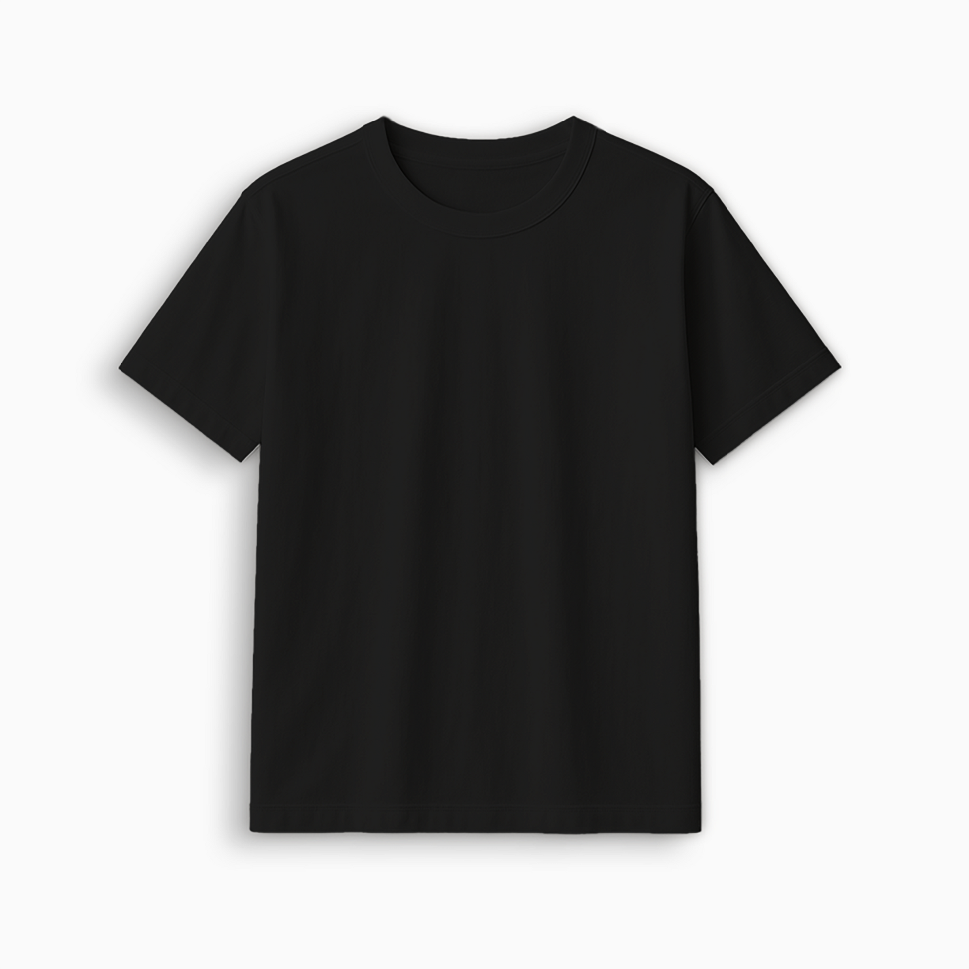 Black regular fit t-shirt on a white background