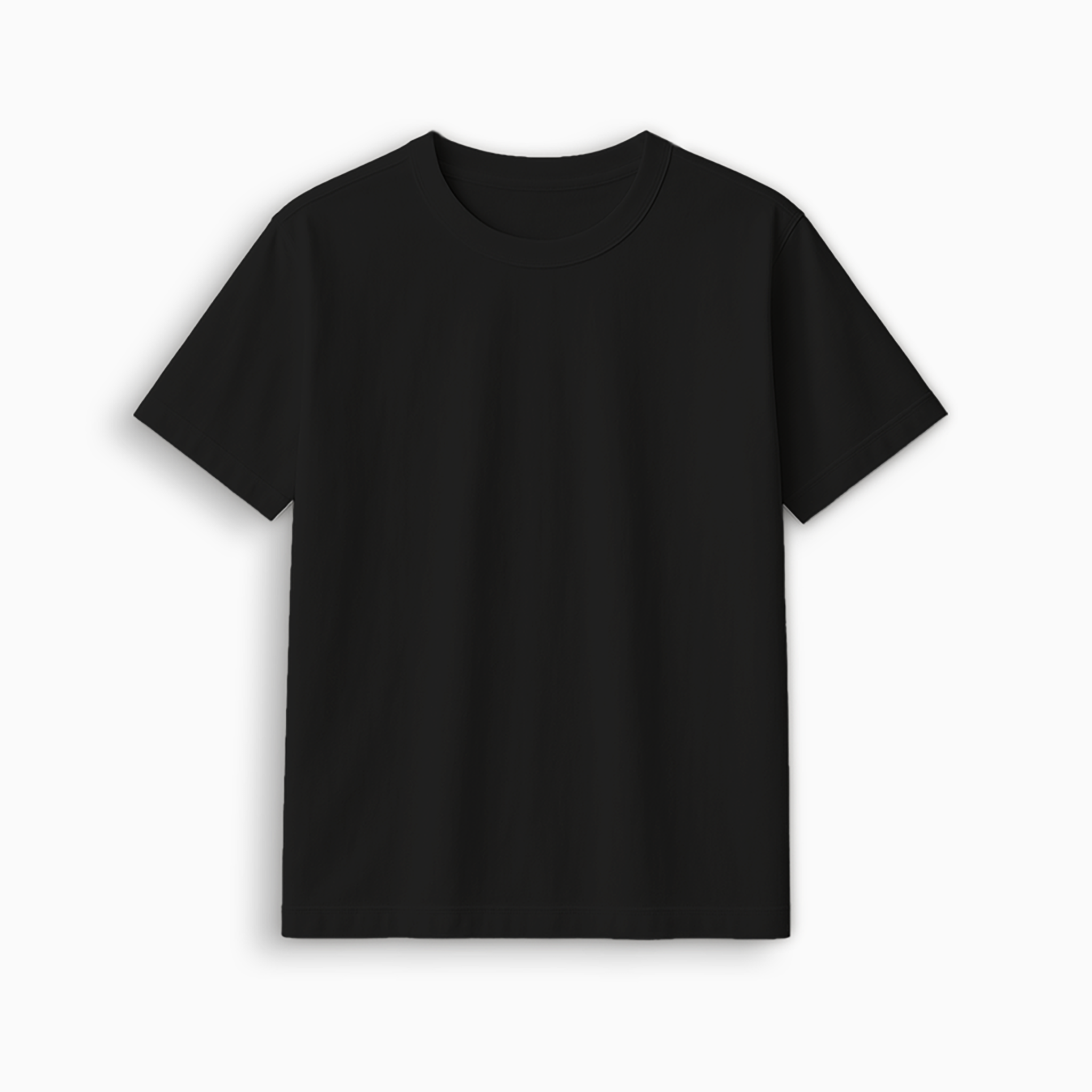 Black regular fit t-shirt on a white background